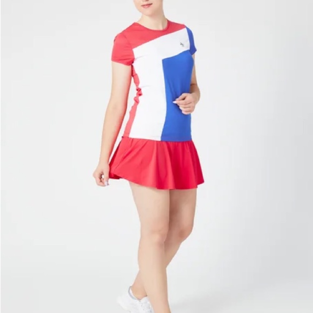 Original Penguin Red and White Asymmetrical Flouncy Mini Skirt